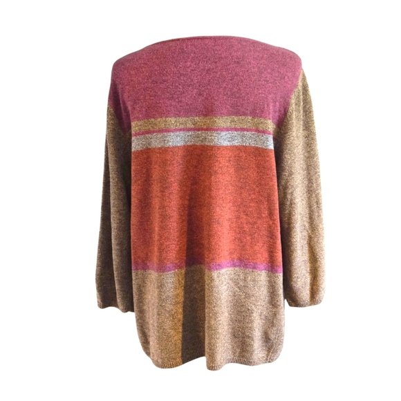 First Issue Women’s XL Pullover Sweater Metallic Colorblock Rust Plum Taupe - Picture 8 of 13